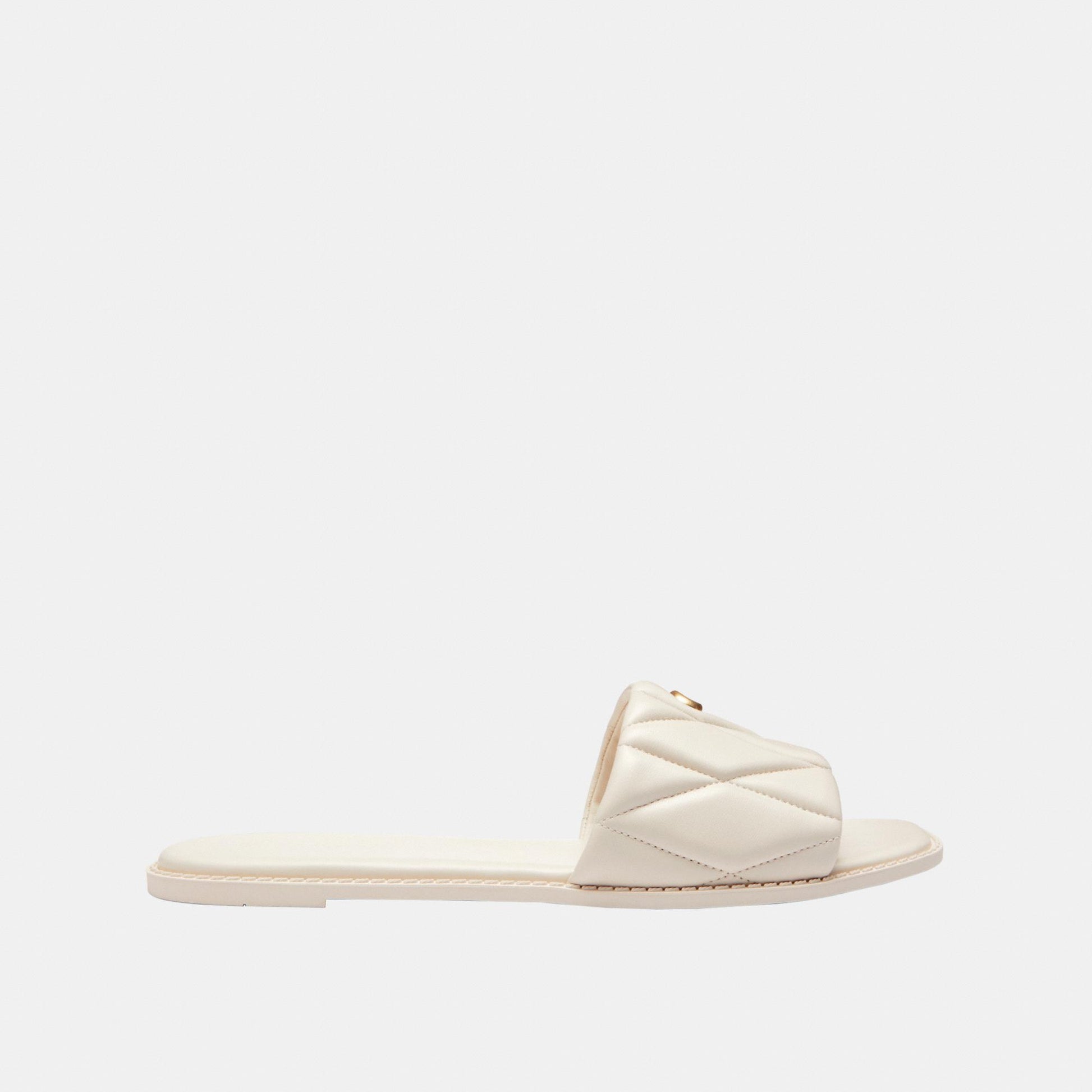 CEF42-Holly Quilted Leather Sandal-Chalk