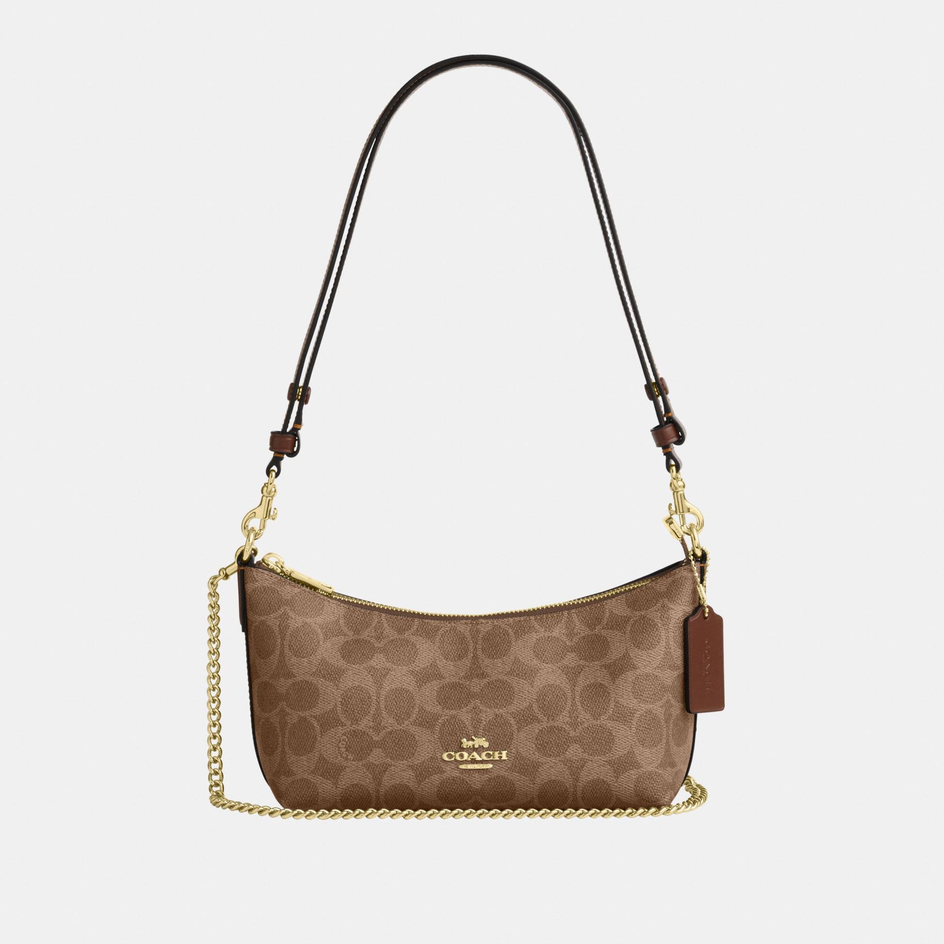 CEK80-Caitlin Shoulder Bag in Signature Canvas-Im/Tan/Brown