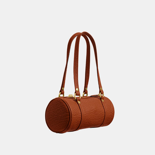 CEM05-The Coach Originals Textured Pebble Leather Kisslock Barrel Bag 28-B4/Amber Brown