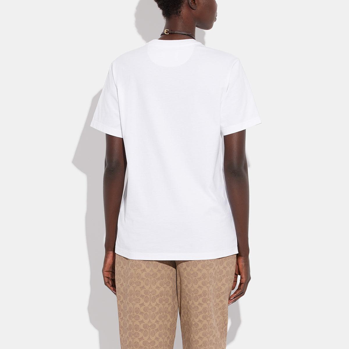CG773-Signature Horse And Carriage T Shirt In Organic Cotton-White/Tan