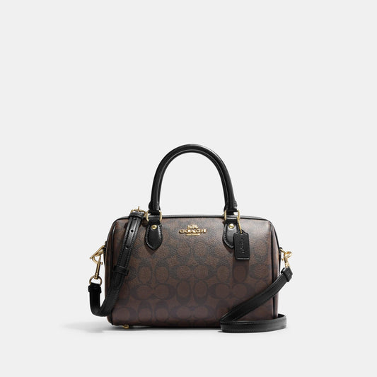 CH280-Rowan Satchel In Signature Canvas-IM/Brown Black
