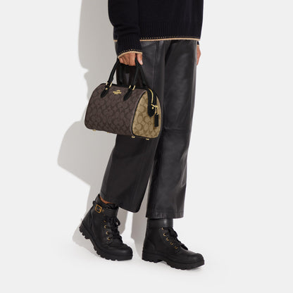 CH280-Rowan Satchel In Signature Canvas-IM/Brown Black