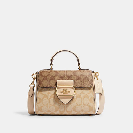 CH314-Morgan Top Handle Satchel In Blocked Signature Canvas-Im/Light Khaki Multi