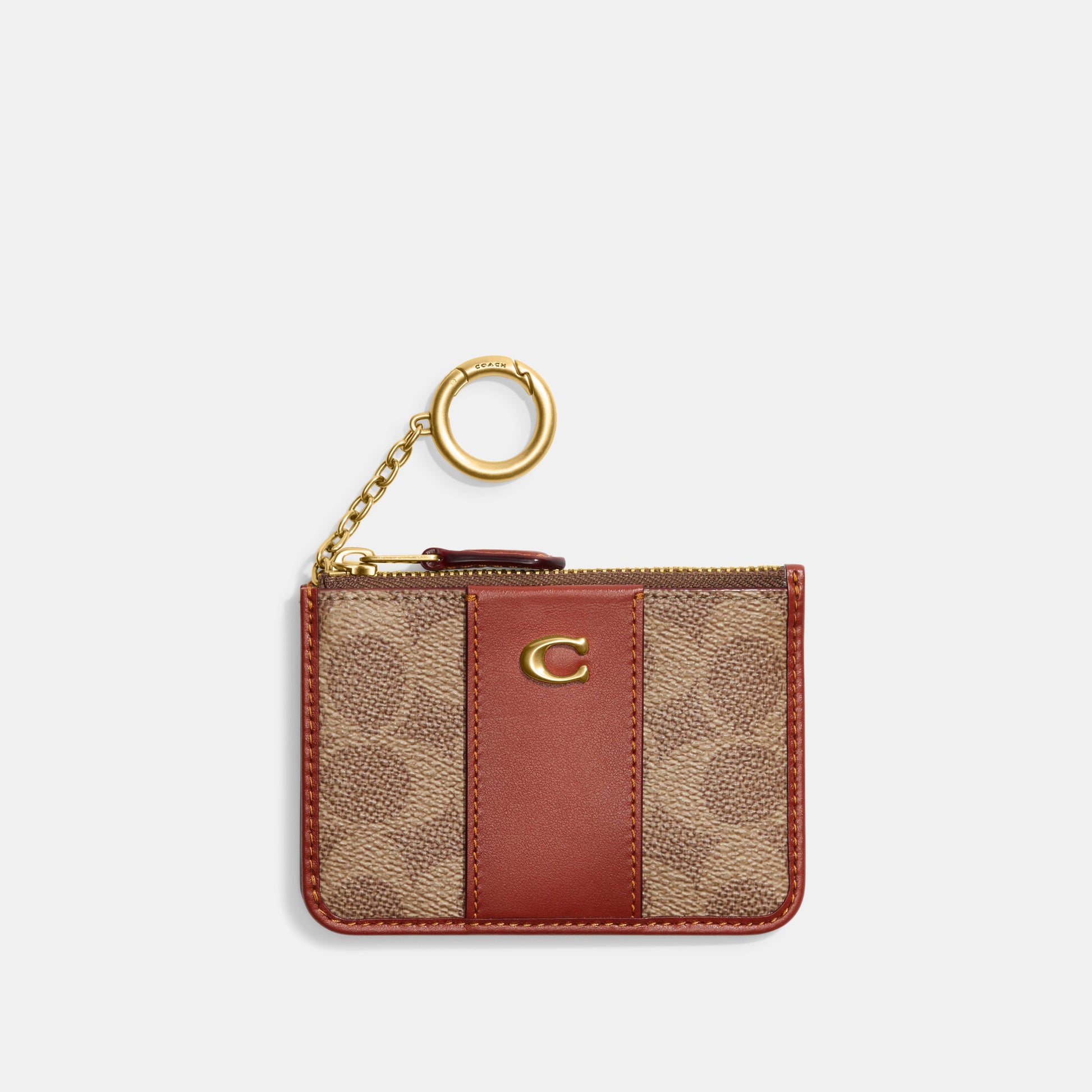 CI185-ESSENTIAL MINI ID CARD CASE IN SIGNATURE CANVAS-B4/Tan Rust