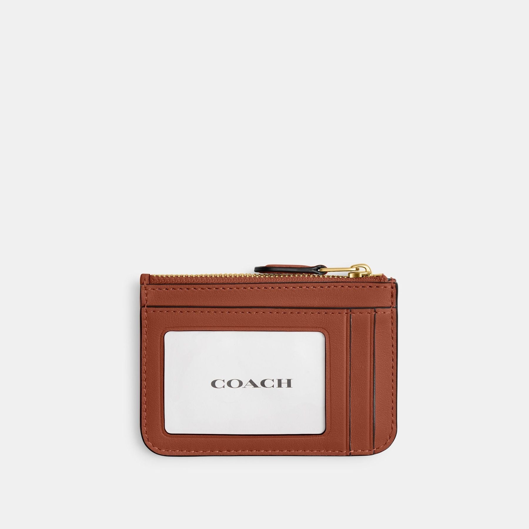CI185-ESSENTIAL MINI ID CARD CASE IN SIGNATURE CANVAS-B4/Tan Caramel