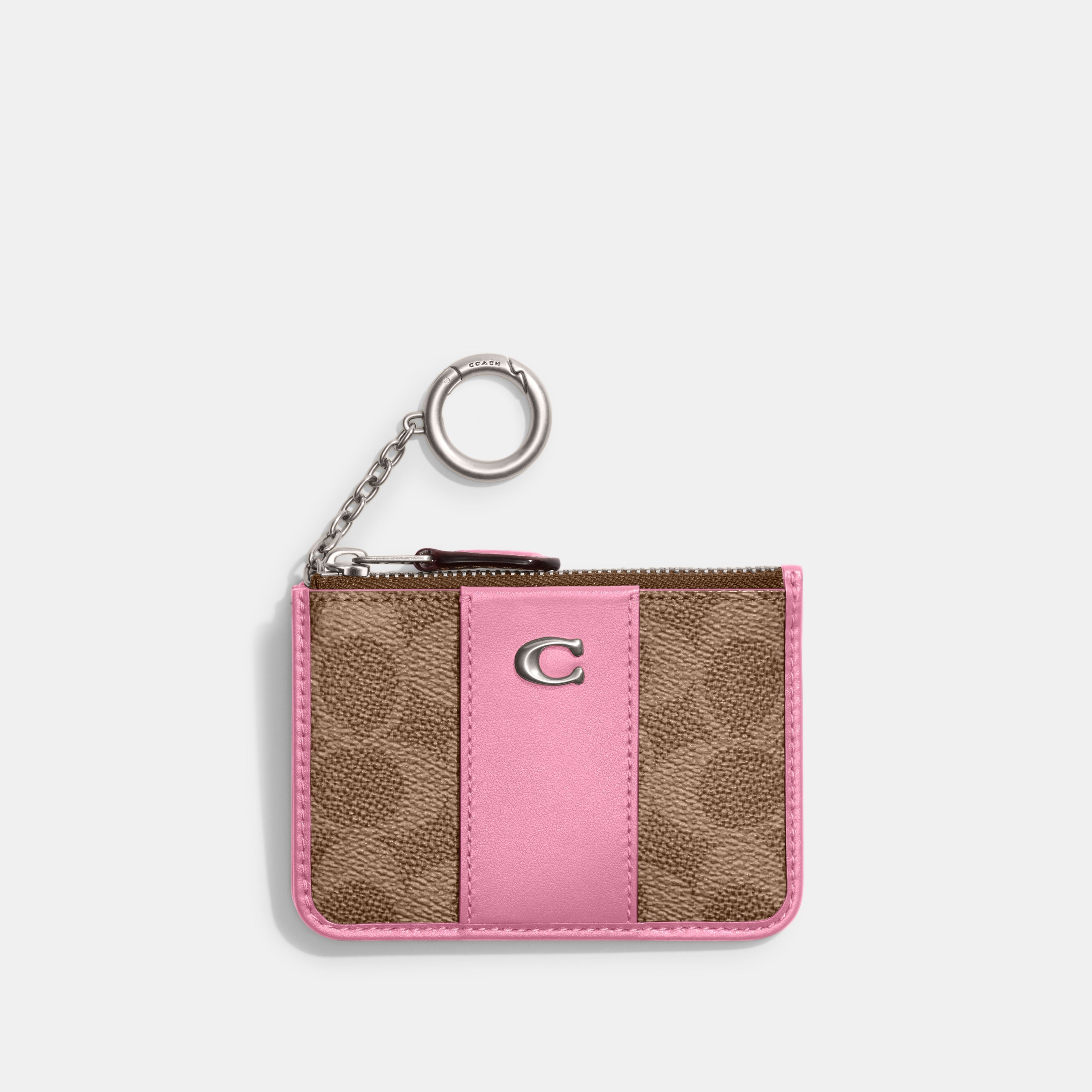 CI185-ESSENTIAL MINI ID CARD CASE IN SIGNATURE CANVAS-LH/Vivid Pink
