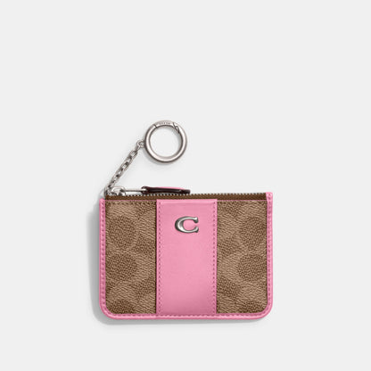 CI185-ESSENTIAL MINI ID CARD CASE IN SIGNATURE CANVAS-LH/Vivid Pink
