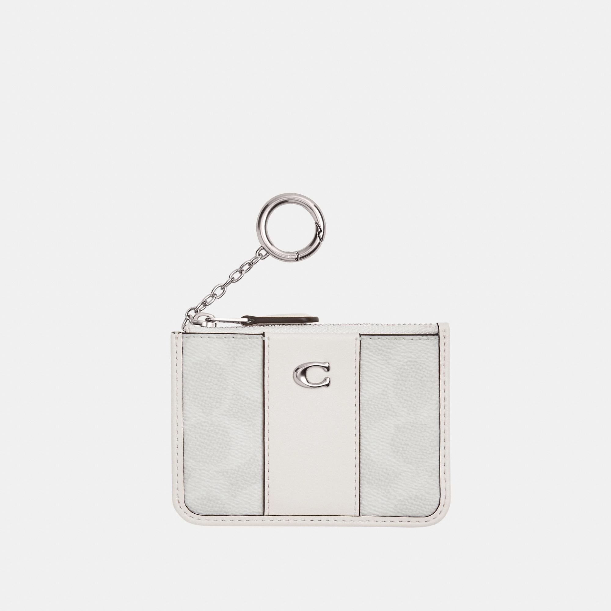 CI185-ESSENTIAL MINI ID CARD CASE IN SIGNATURE CANVAS-LH/White Chalk
