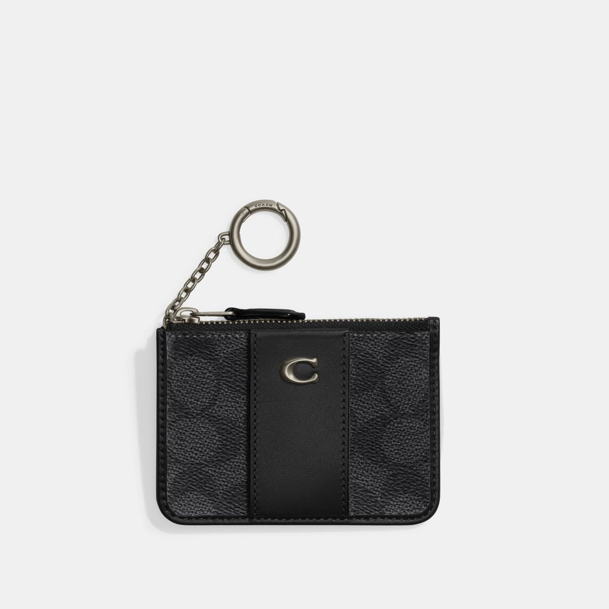 CI185-ESSENTIAL MINI ID CARD CASE IN SIGNATURE CANVAS-MW/Charcoal/Black