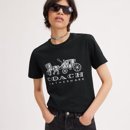 CI441-Horse And Carriage T-Shirt-Black
