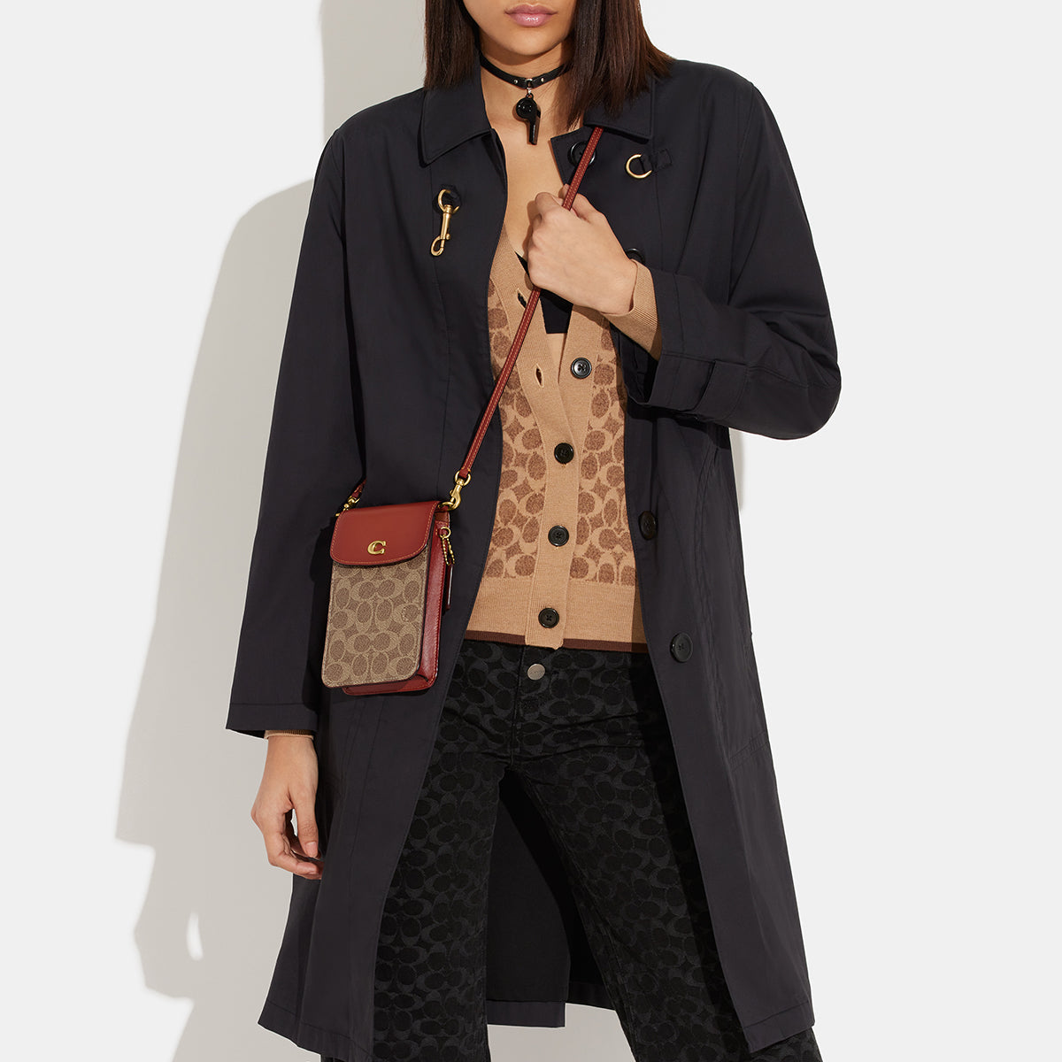CJ355-Phone Crossbody In Signature Canvas