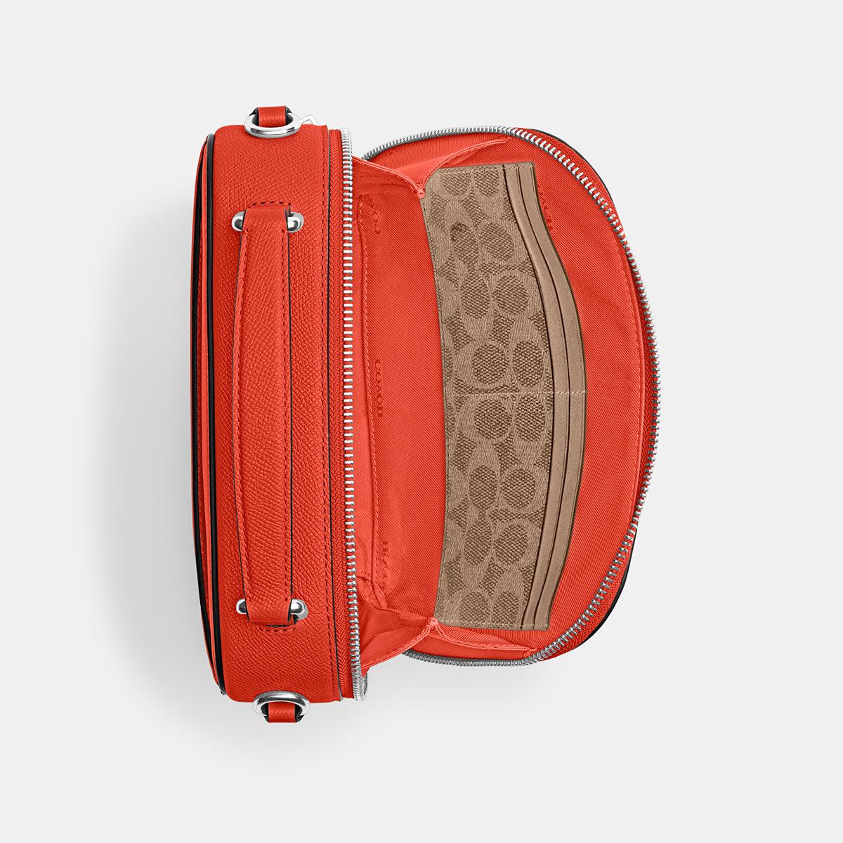 Top Handle Crossbody With Signature Canvas Interior-CJ796-Sun Orange