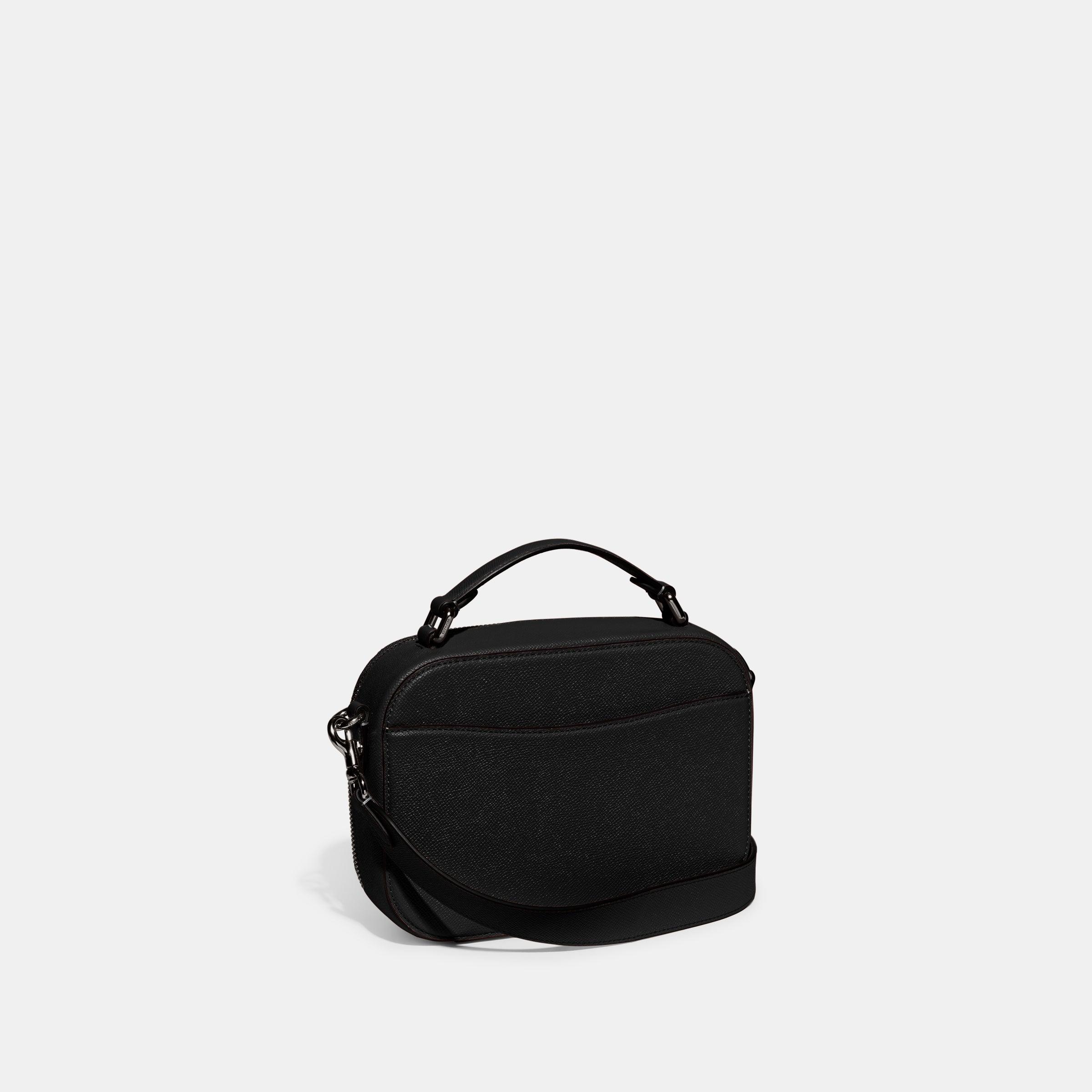 Top Handle Crossbody With Signature Canvas Interior-CJ796-Black