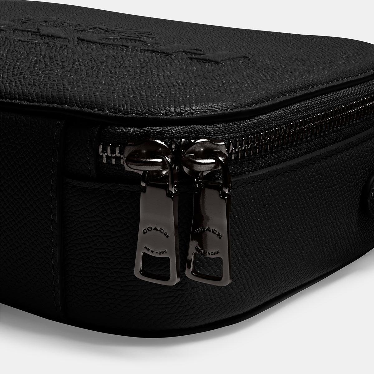 Top Handle Crossbody With Signature Canvas Interior-CJ796-Black