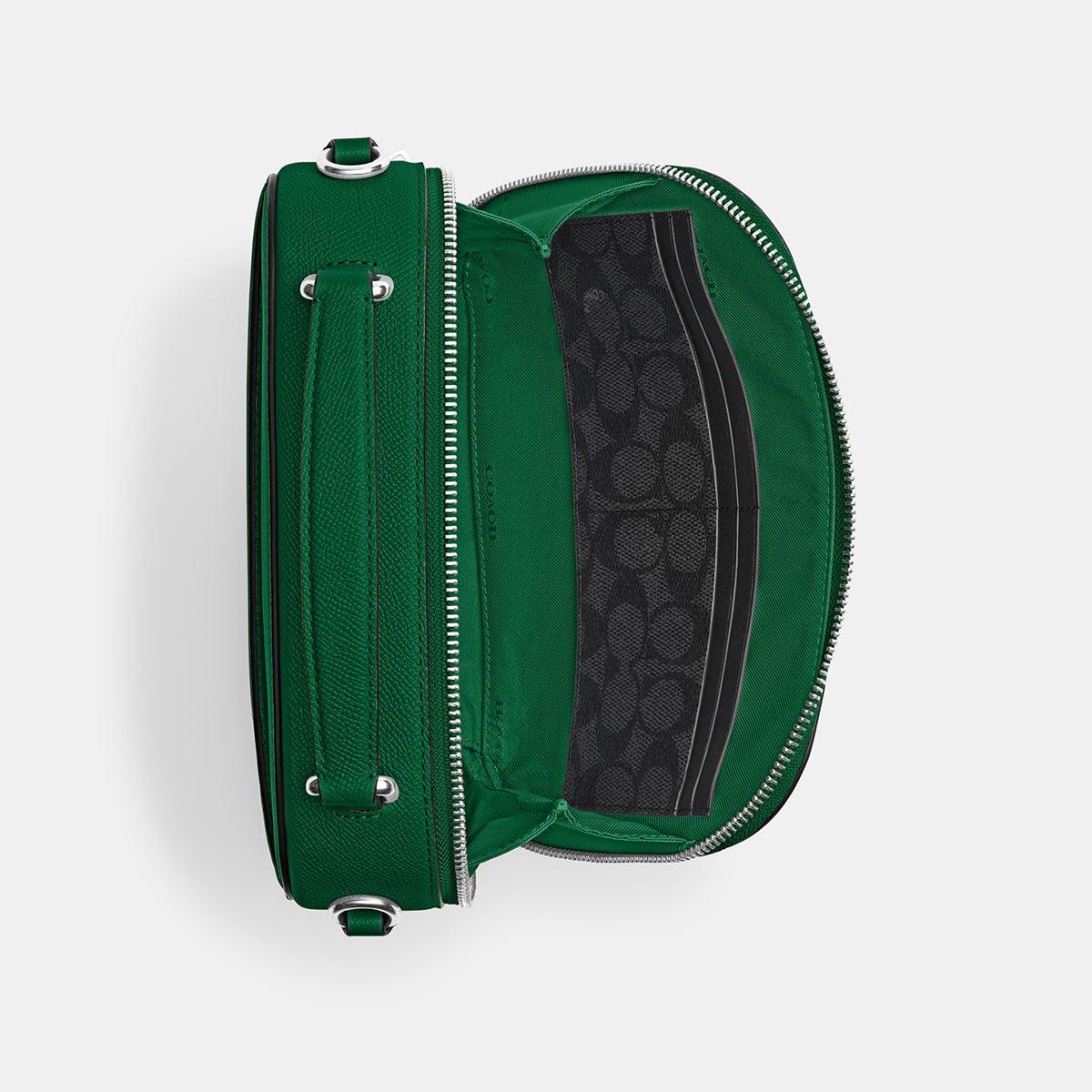 Top Handle Crossbody With Signature Canvas Interior-CJ796-Green