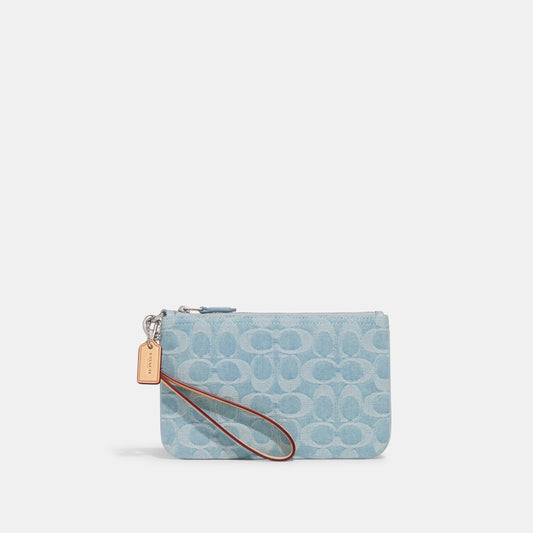 Small Wristlet In Signature Denim-CJ874-Lh/Pale Blue