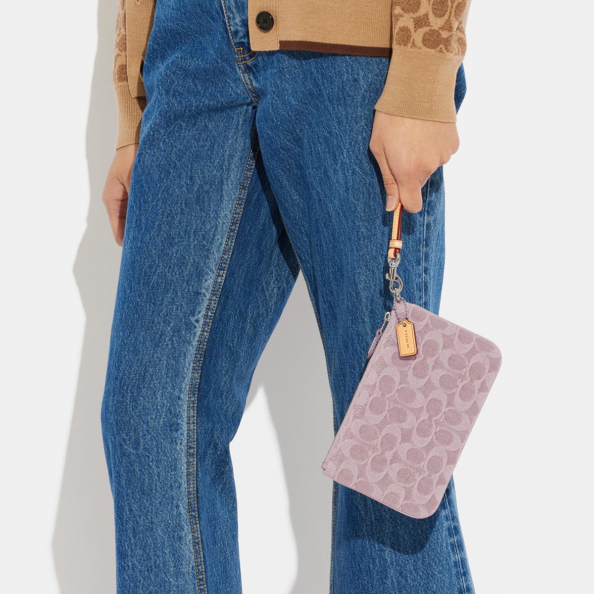 Small Wristlet In Signature Denim-CJ874-Lh/Pale Purple