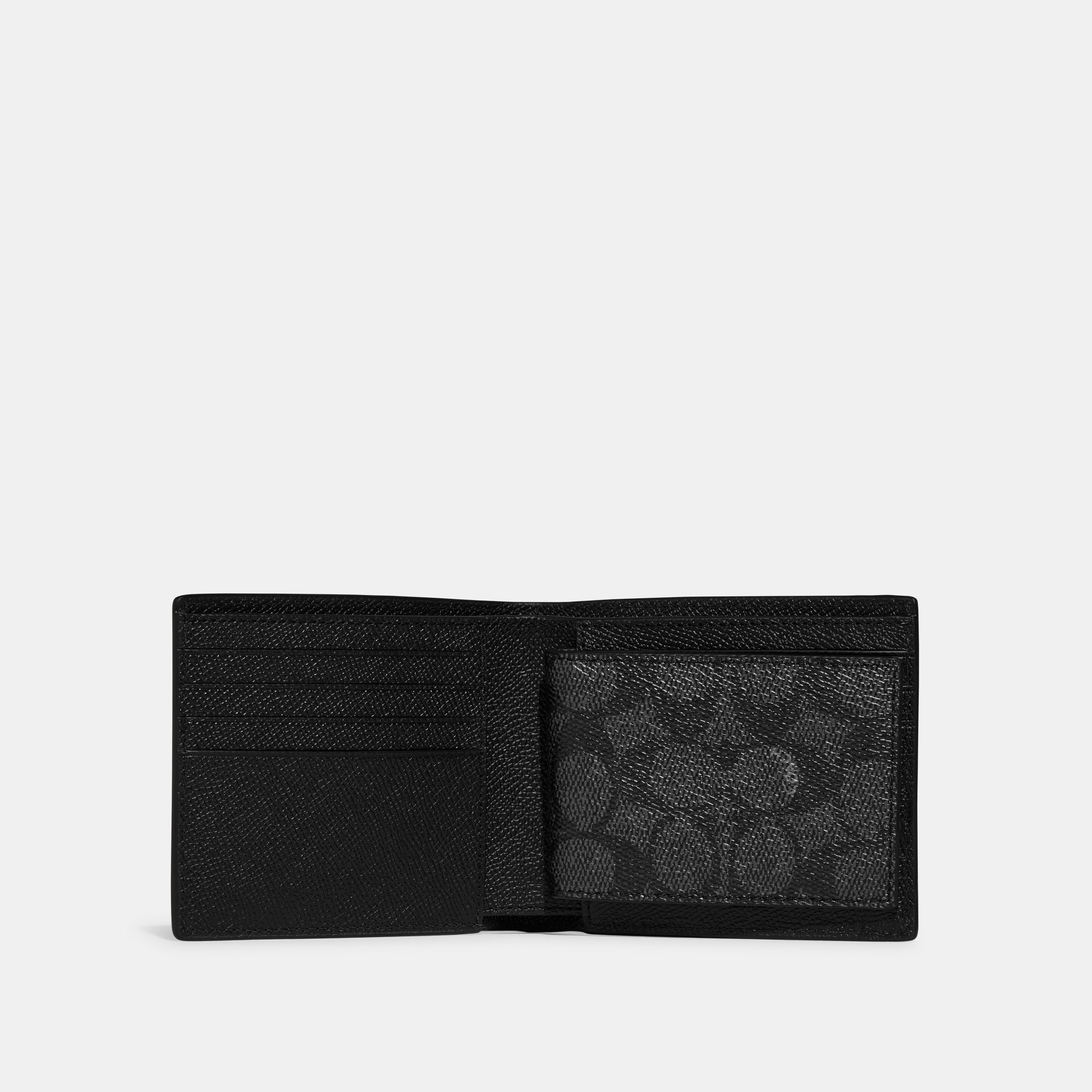 CJ880-3-In-1 Wallet With Signature Canvas Interior-Black