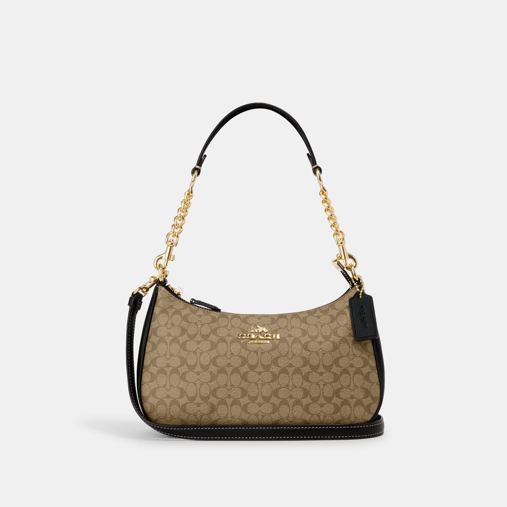 CJ941-Teri Shoulder Bag In Signature Canvas-IM/KHAKI/BLACK