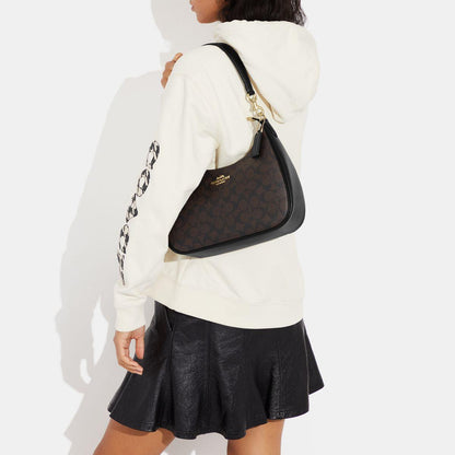 CK161-Teri Hobo In Signature Canvas-Im/Brown Black