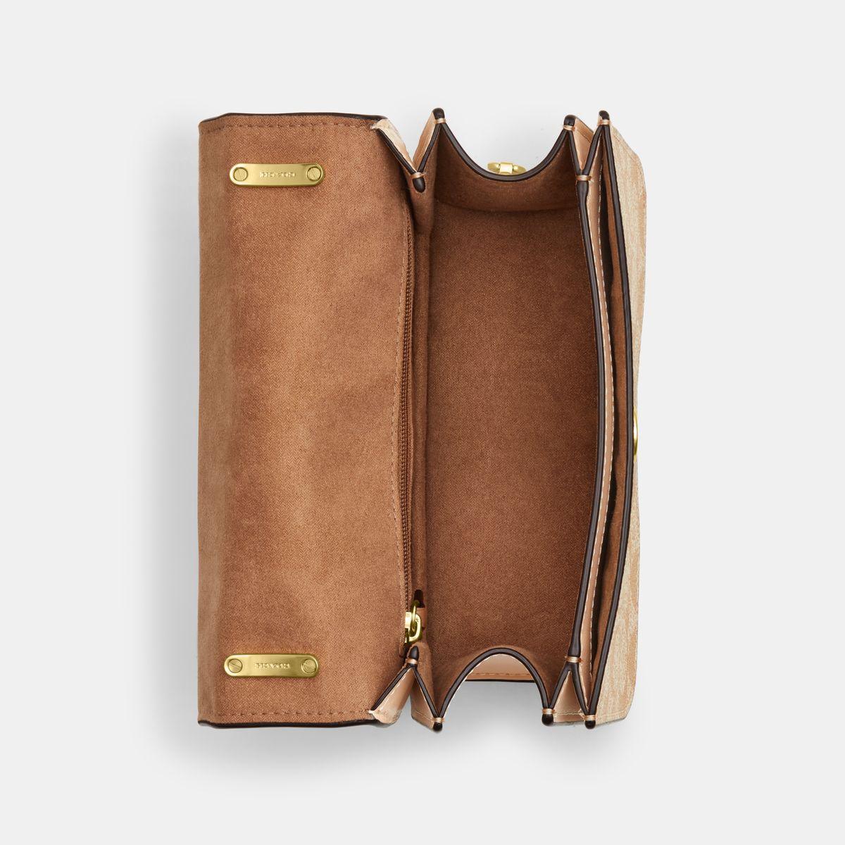 CL429-Morgan Square Crossbody In Blocked Signature Canvas-IM/Light Khaki Multi