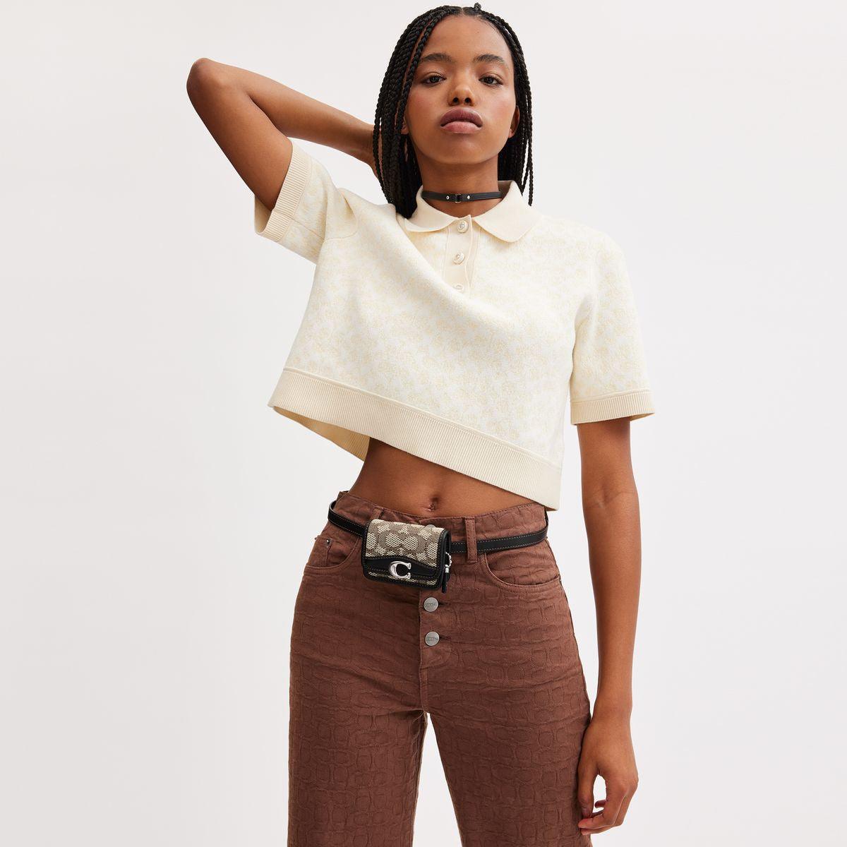 CM500-Bandit Card Case Belt Bag In Signature Jacquard-Lh/Cocoa Black