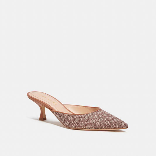 CN548-Renn Mule In Micro Signature Jacquard-Cocoa/Burnished Amber