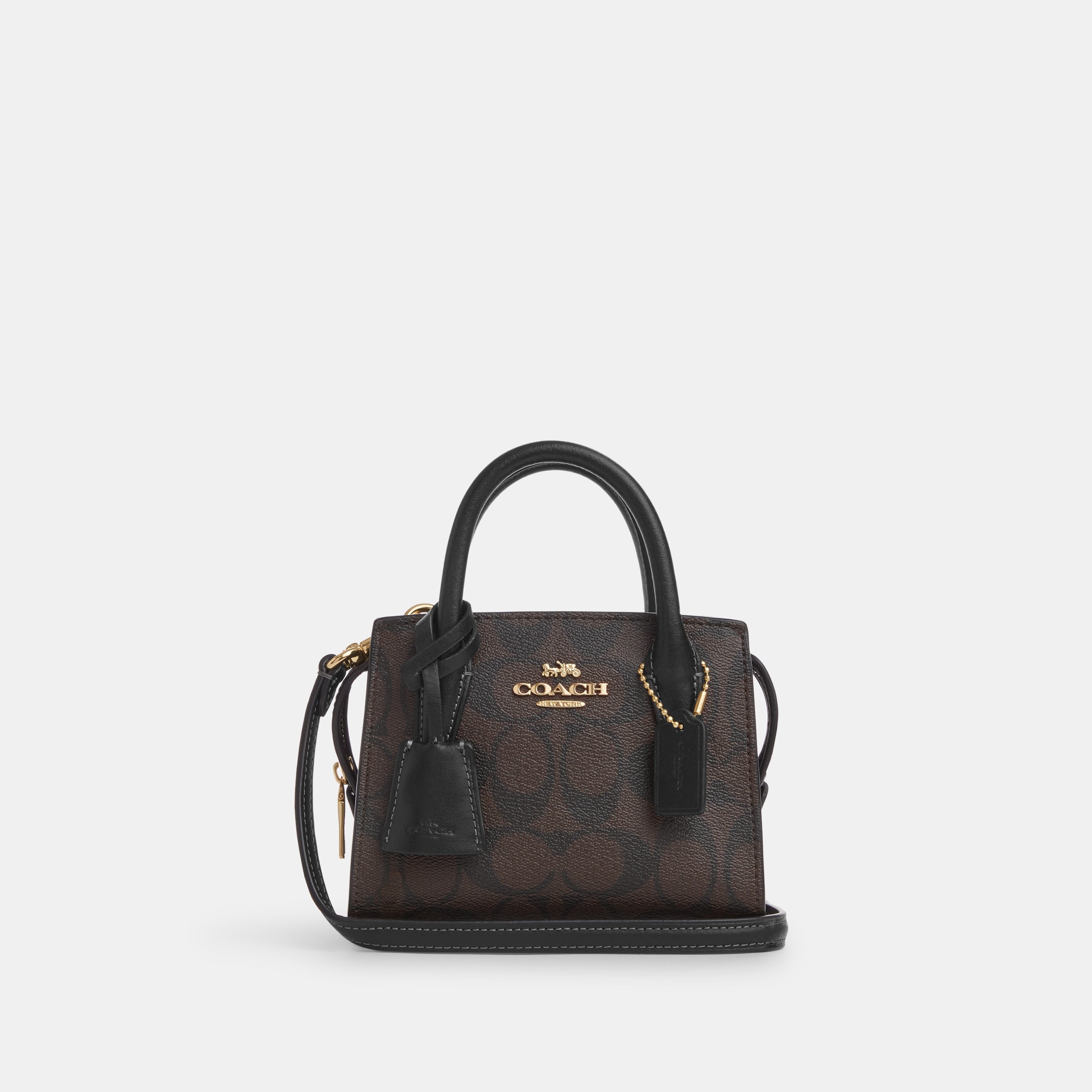 co975-Andrea Mini Carryall In Signature Canvas-IM/Brown Black