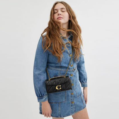 cp149-Tabby Shoulder Bag 20 With Pillow Quilting-B4/Black