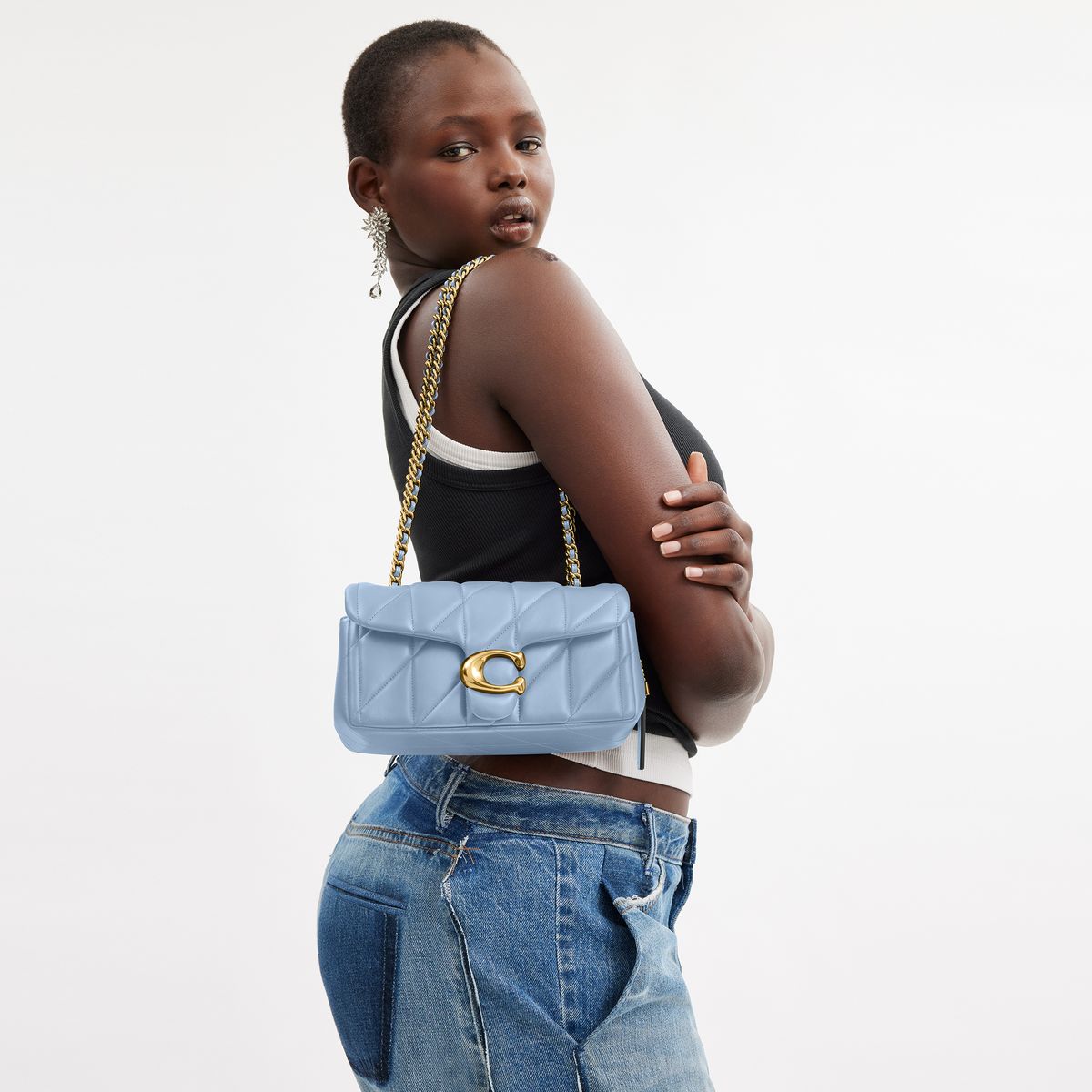 cp149-Tabby Shoulder Bag 20 With Pillow Quilting-B4/Bluebell