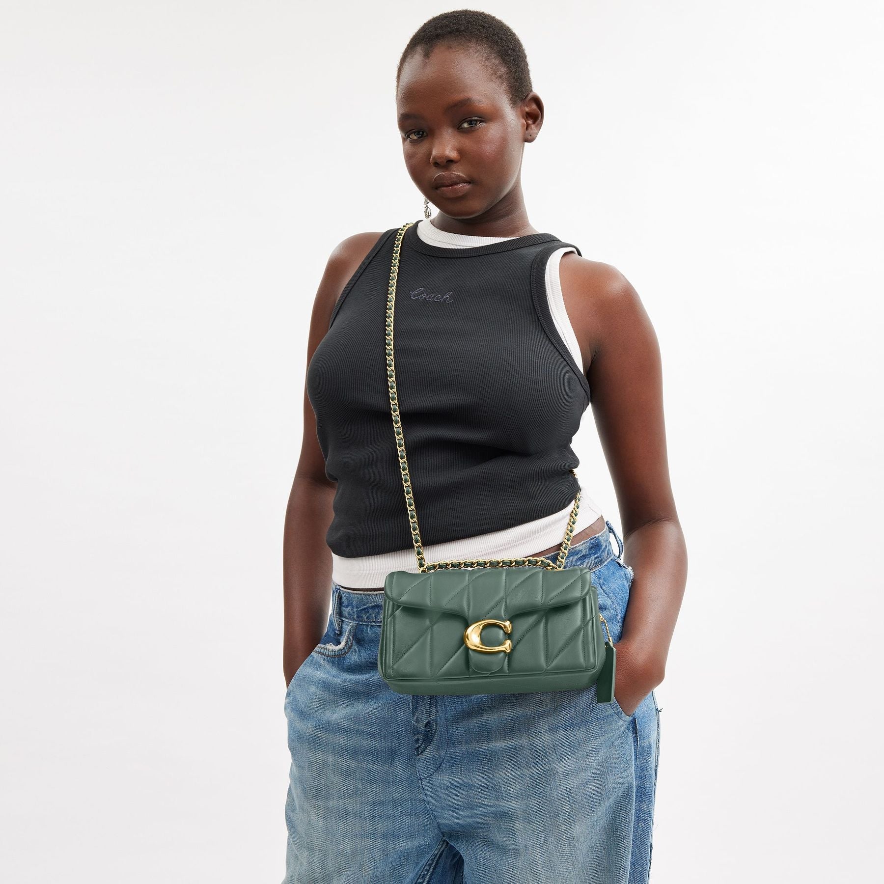 cp149-Tabby Shoulder Bag 20 With Pillow Quilting-B4/Sage