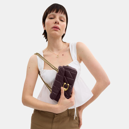 CP149-Tabby Shoulder Bag 20 with Pillow Quilting-B4/Black Currant