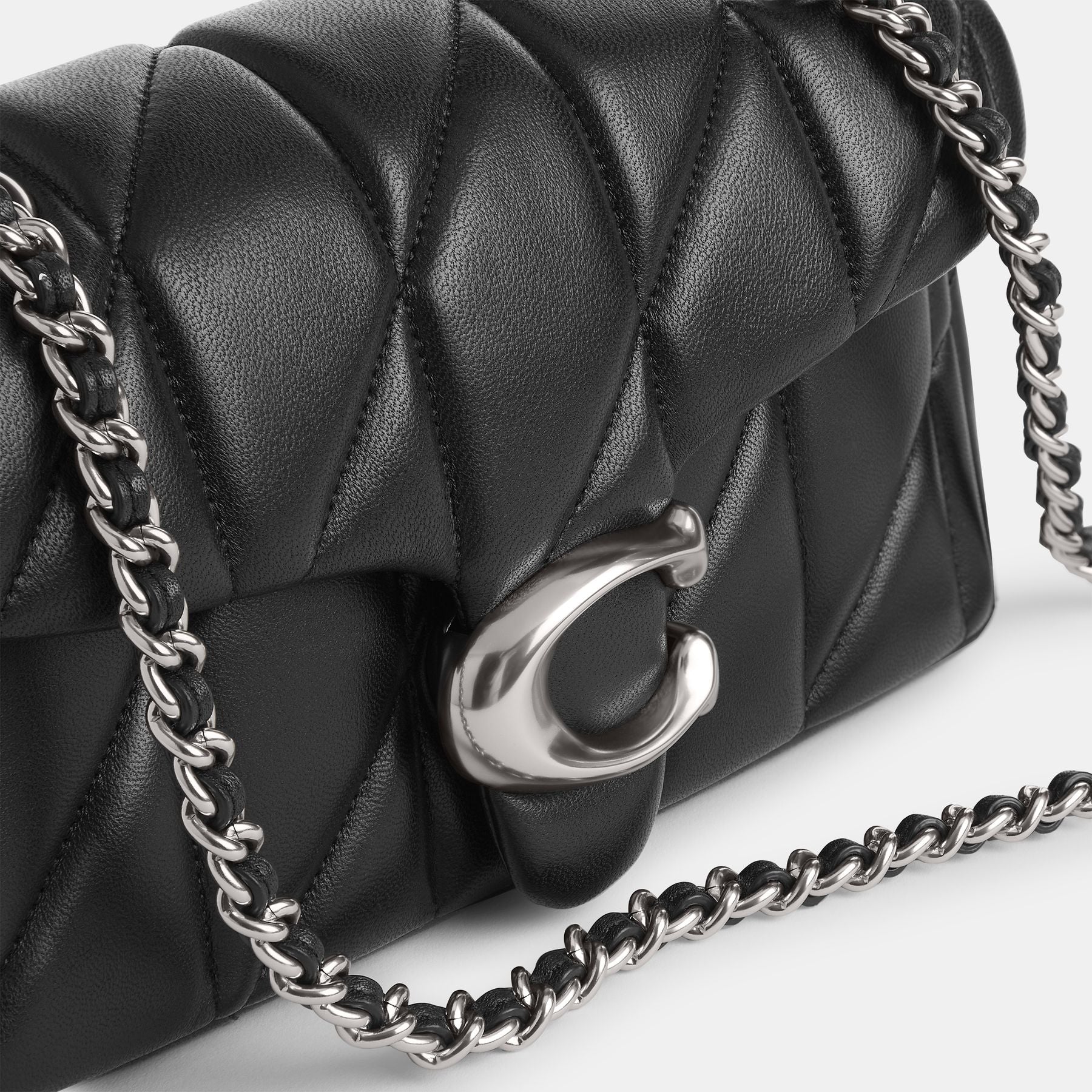 cp149-Tabby Shoulder Bag 20 With Pillow Quilting-Lh/Black