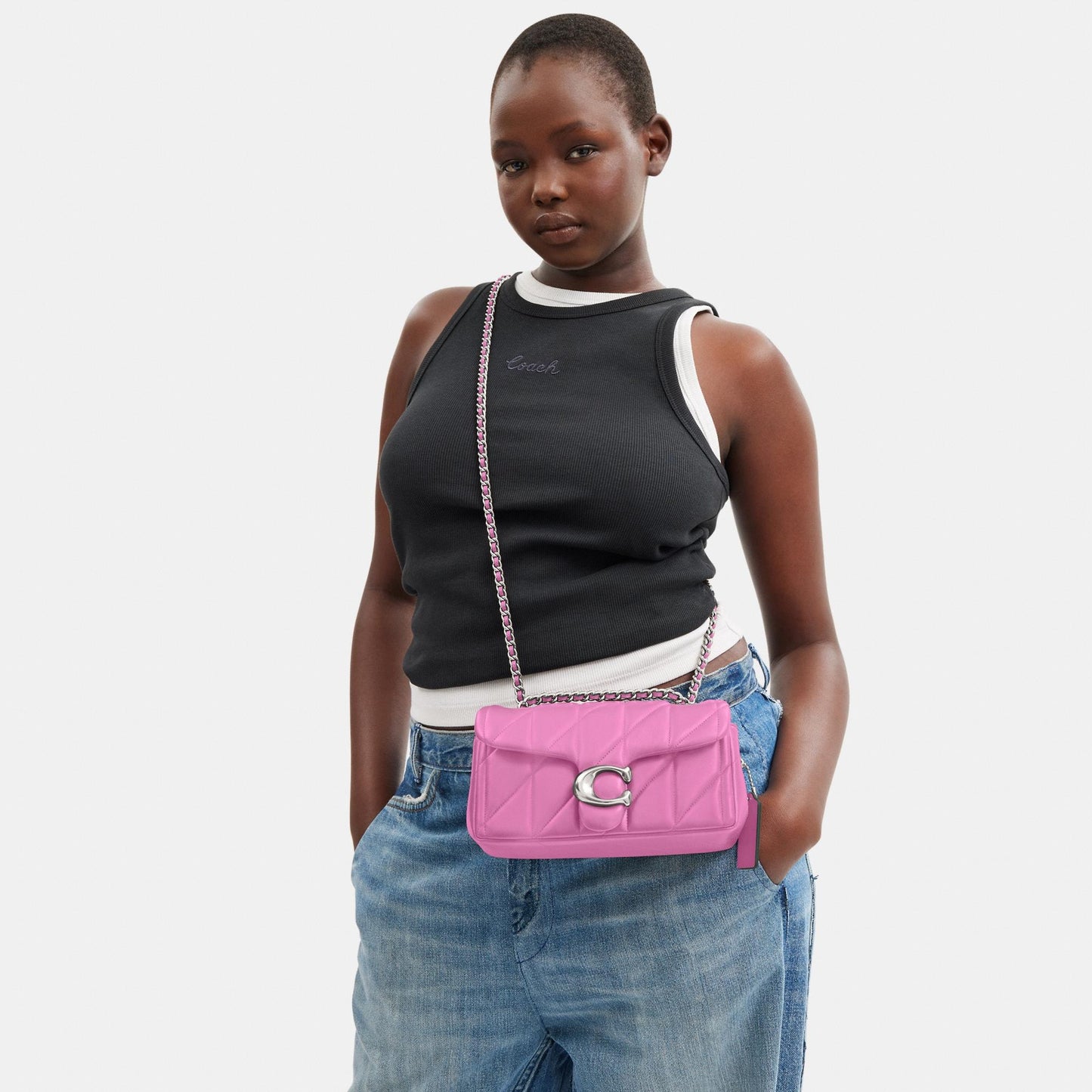CP149-Tabby Shoulder Bag 20 with Pillow Quilting-Lh/Fuchsia.