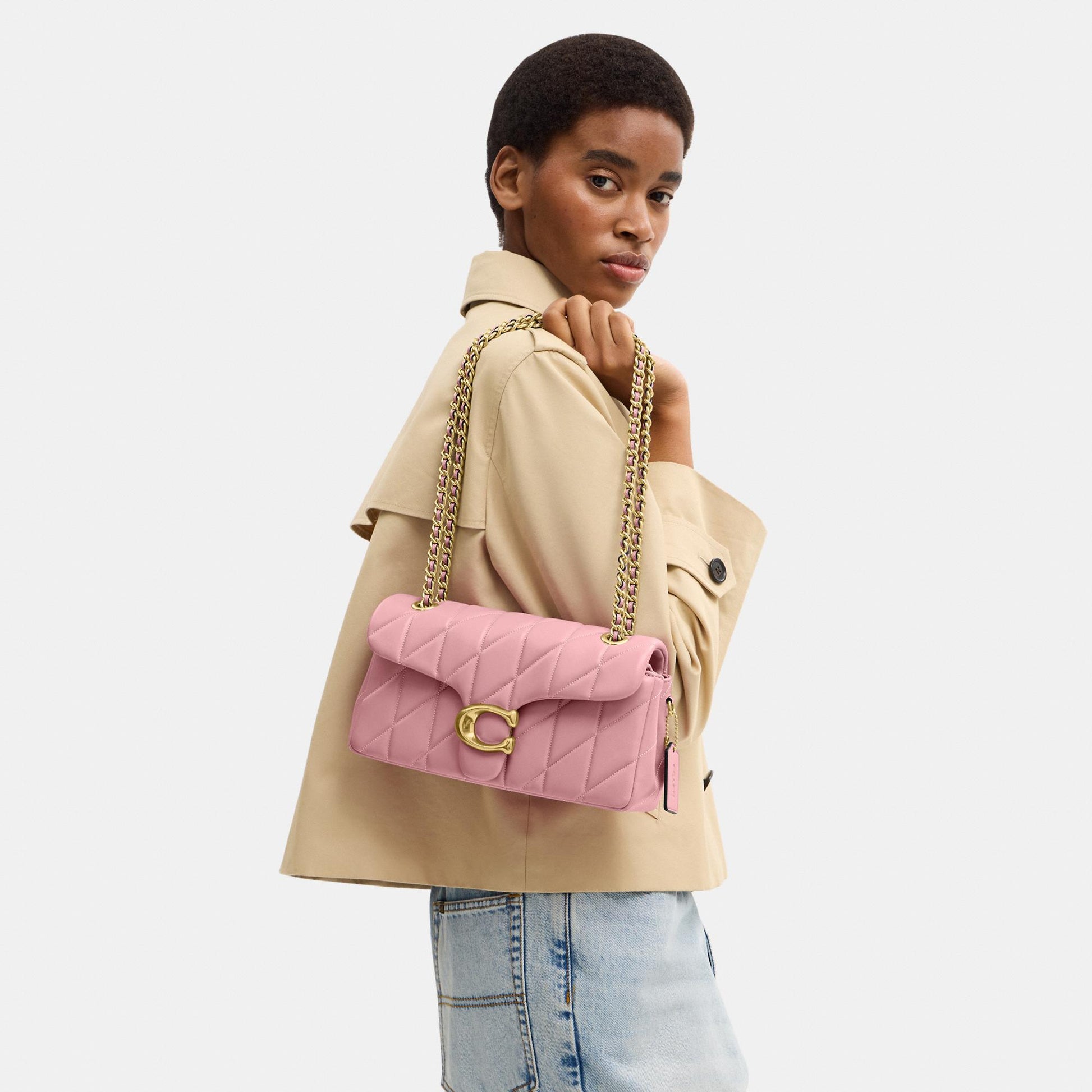 CP150-Tabby Shoulder Bag 26 with Quilting-B4/Flower Pink