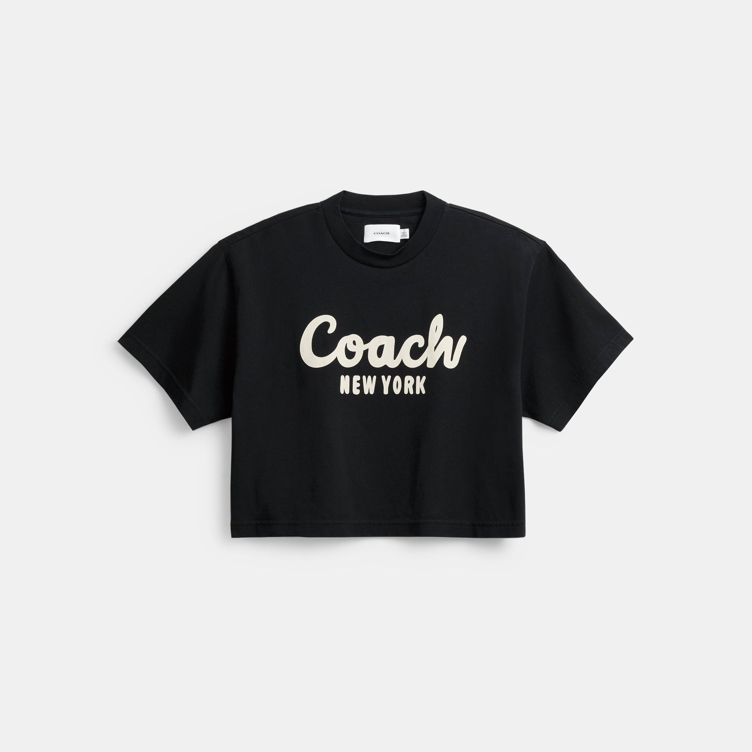 CP778-CURSIVE SIGNATURE CROPPED T-SHIRT-BLACK