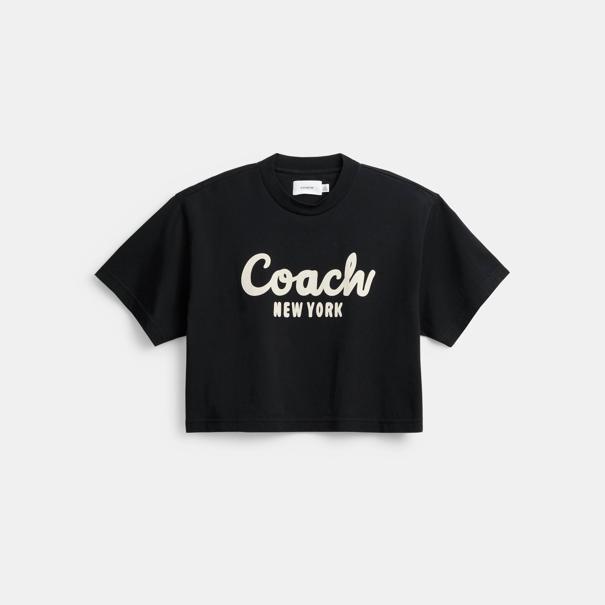 CP778-CURSIVE SIGNATURE CROPPED T-SHIRT-BLACK