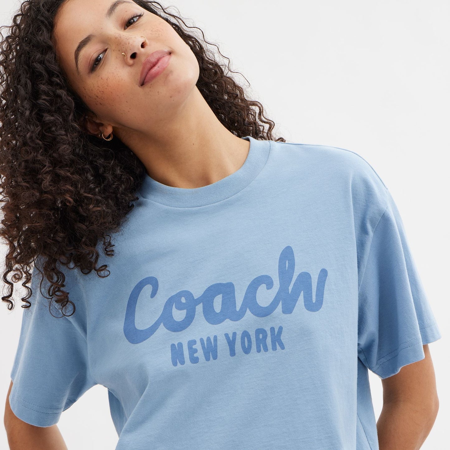 CP778-CURSIVE SIGNATURE CROPPED T-SHIRT-Blue.