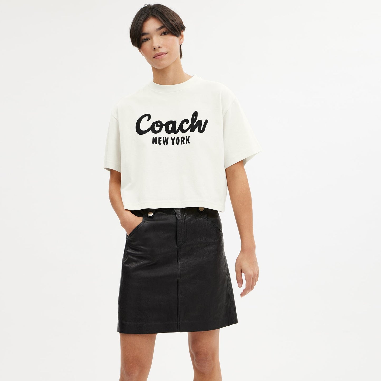 CP778-CURSIVE SIGNATURE CROPPED T-SHIRT-Cream.