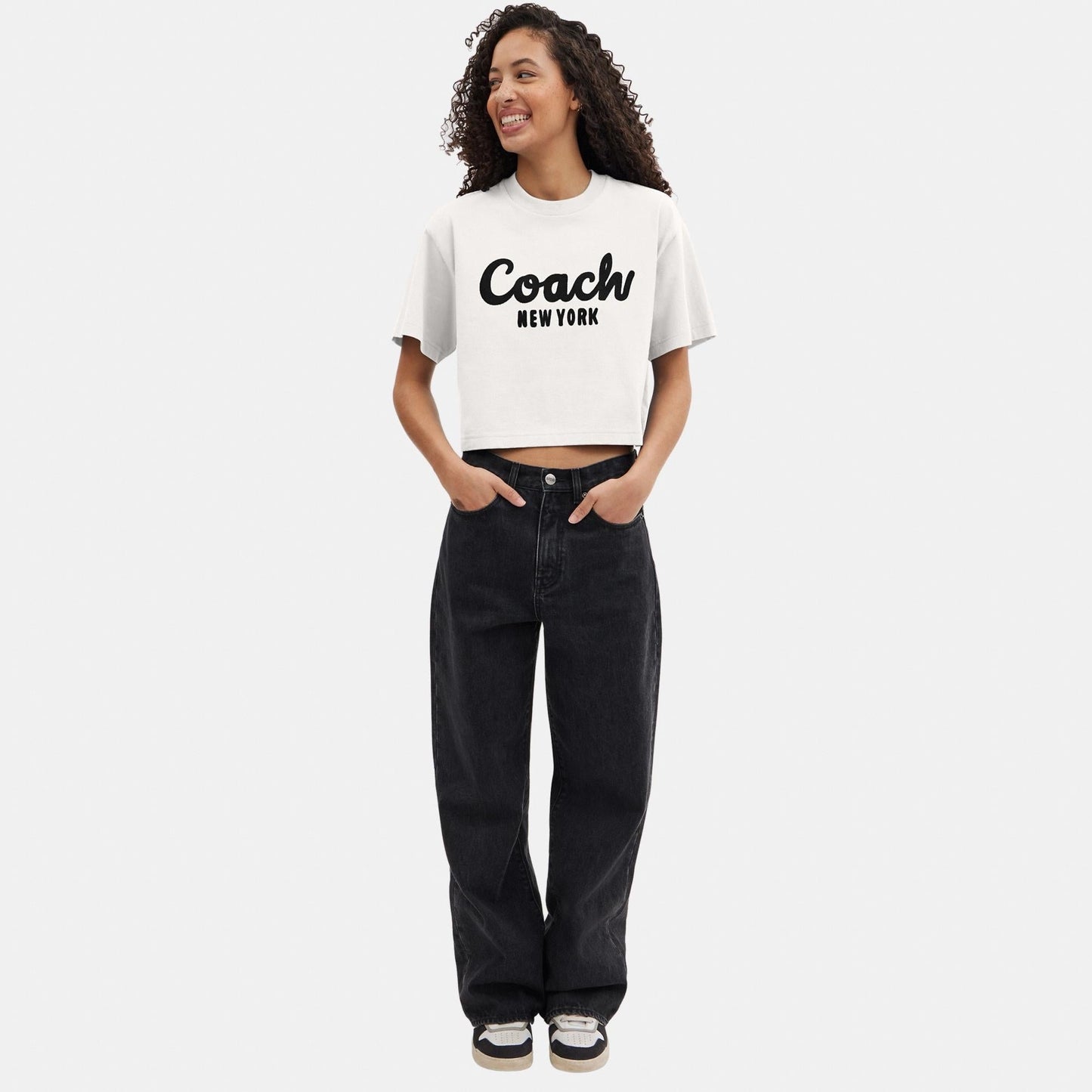 CP778-CURSIVE SIGNATURE CROPPED T-SHIRT-WHITE