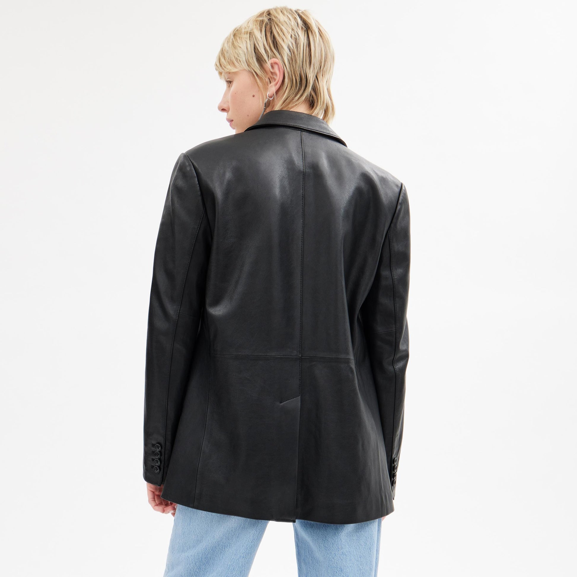 CQ220-Leather Blazer-Black