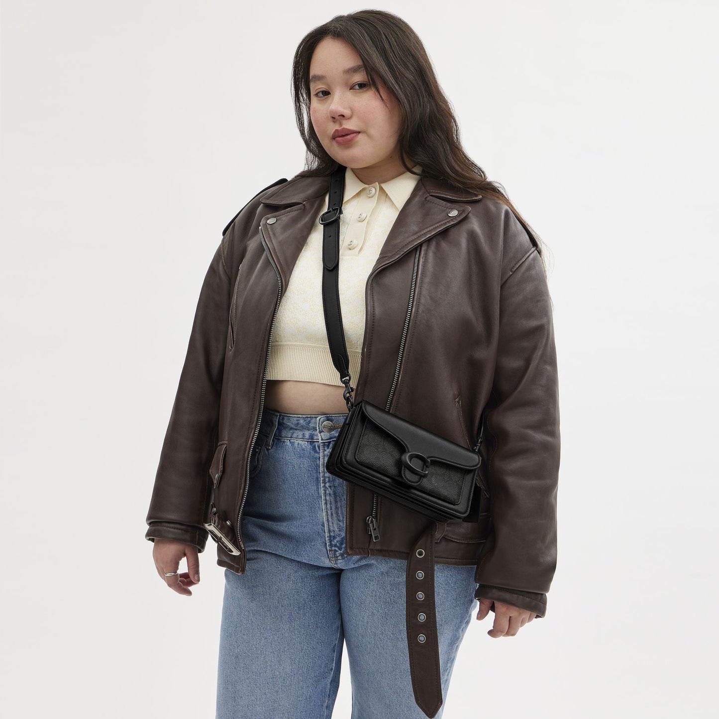 CQ765-Tabby Shoulder Bag 20 In Signature Canvas-MW/Charcoal/Black