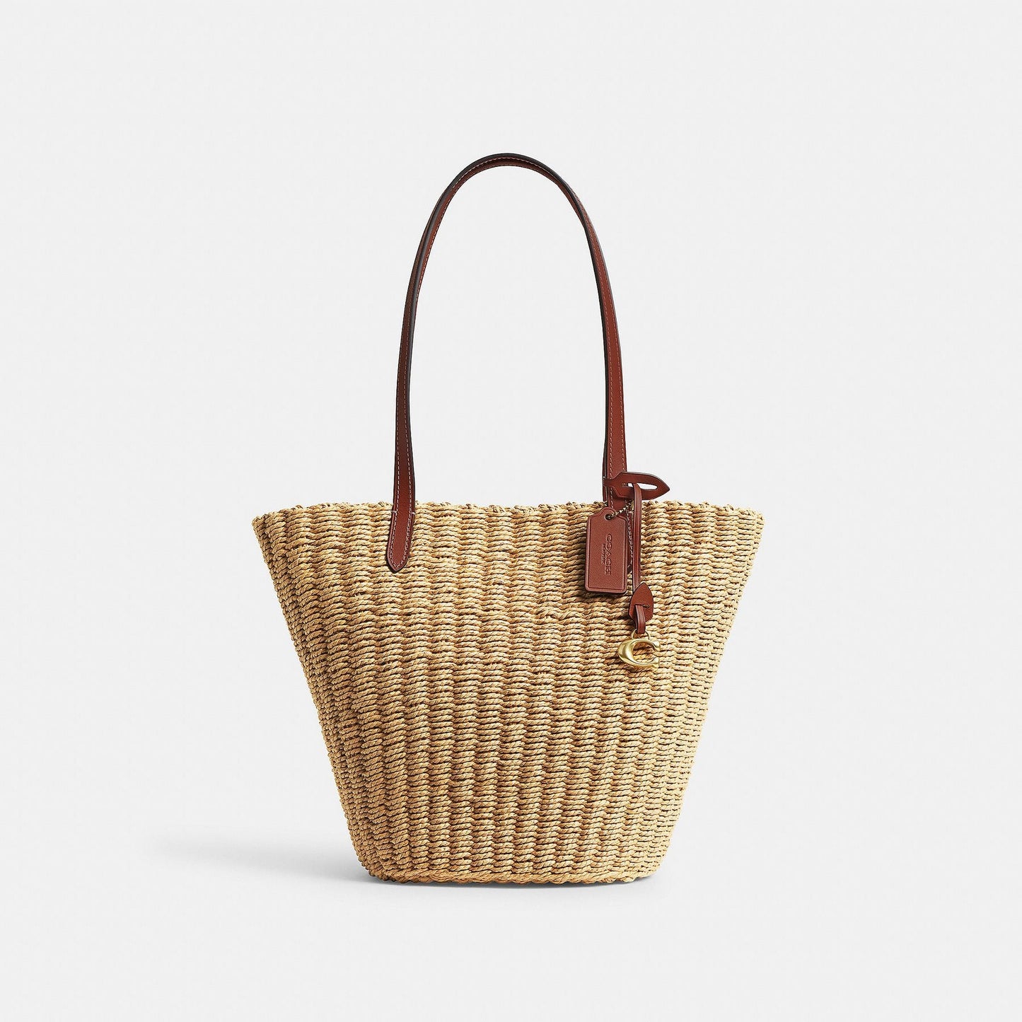 CQ785-Sm Straw Tote-B4/Dark Natural