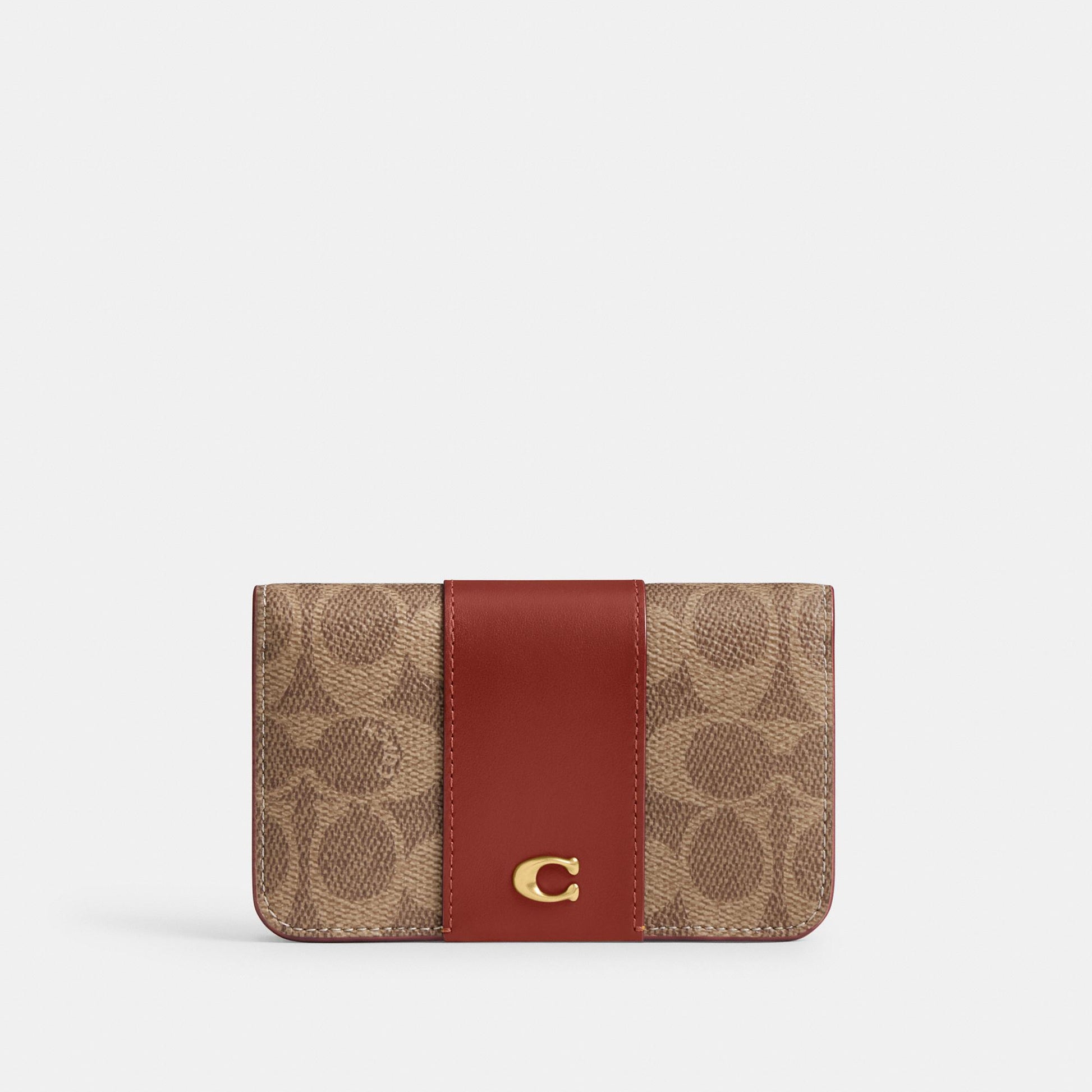 CR542-Essential Slim Card Case in Signature Canvas-B4/Tan Rust