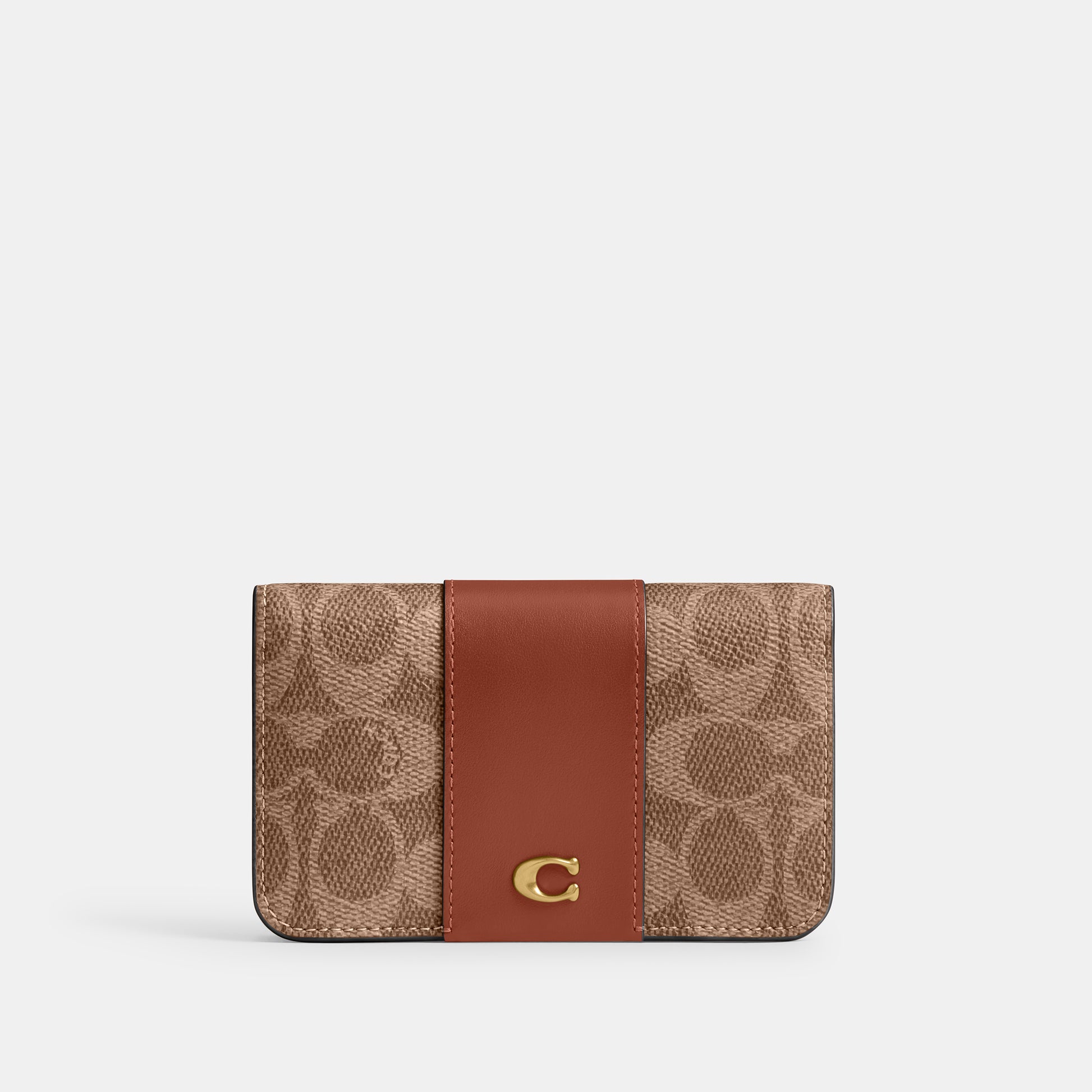 CR542-Essential Slim Card Case in Signature Canvas-B4/Tan Caramel