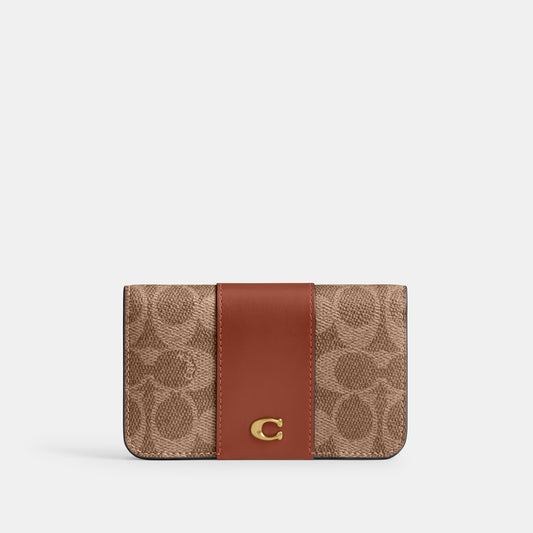 CR542-Essential Slim Card Case in Signature Canvas-B4/Tan Caramel