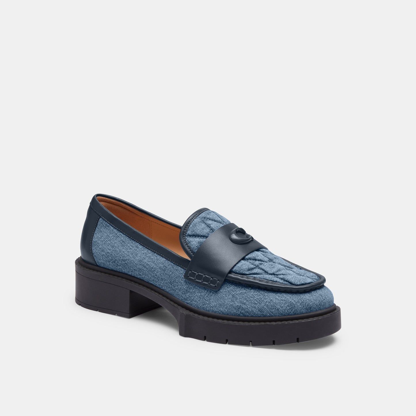 CS052-Leah Loafer With Quilting-Indigo Denim