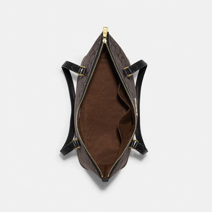 CS187-Gallery Tote Bag In Signature Canvas-Im/Brown Black