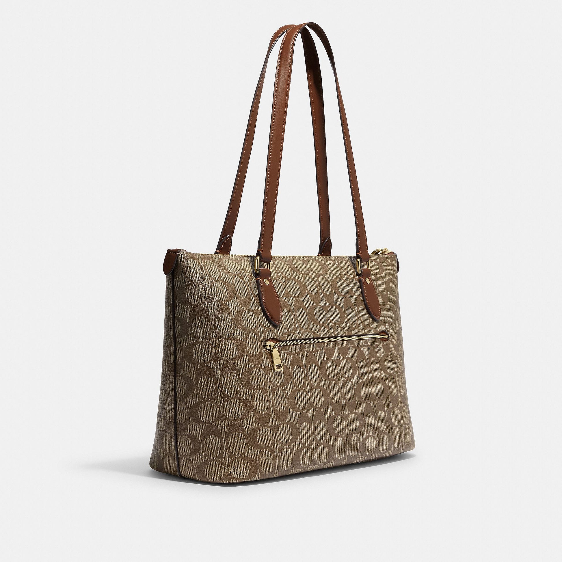 CS187-Gallery Tote Bag In Signature Canvas-Im/Khaki Saddle 2