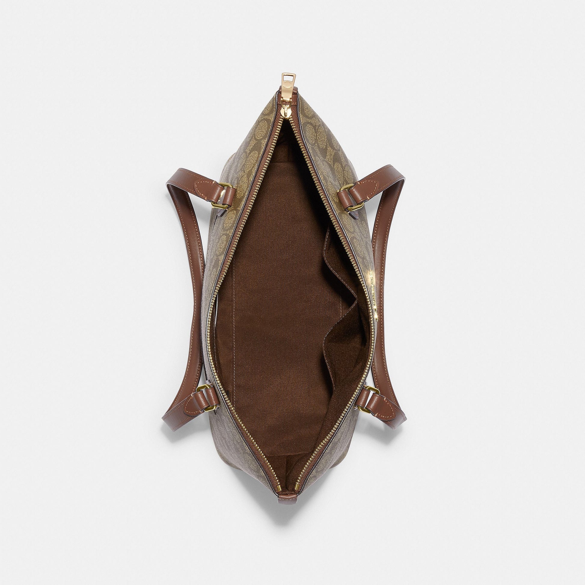 CS187-Gallery Tote Bag In Signature Canvas-Im/Khaki Saddle 2